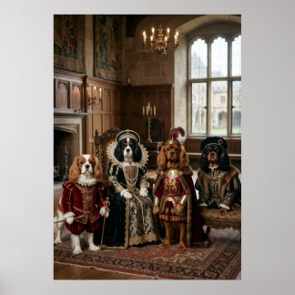 Poster Portrait de groupe des Cavaliers Spaniels à la cou