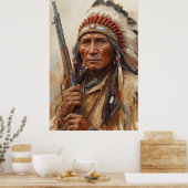 Poster Portrait de guerrier chef indien Geronimo (Cuisine)