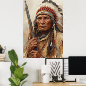 Poster Portrait de guerrier chef indien Geronimo (Bureau à domicile)