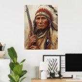 Poster Portrait de guerrier chef indien Geronimo (Bureau à domicile)
