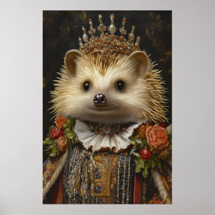 Poster Portrait de Hérisson Royal, Art Animalier de la Re