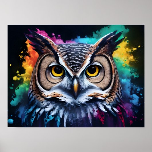 Poster Portrait de hibou artistique (Devant)