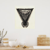 Poster Portrait de hibou, encre et illustration crayon (Cuisine)