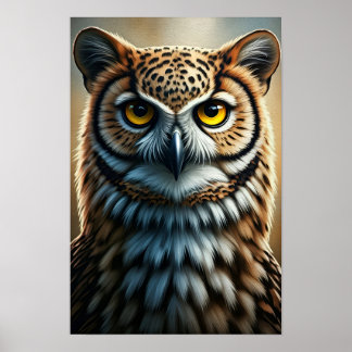 Poster Portrait de hibou majestueux sur toile