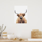 Poster Portrait de Highland cow scottish animal (Cuisine)