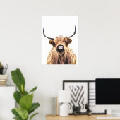 Poster Portrait de Highland cow scottish animal (Bureau à domicile)