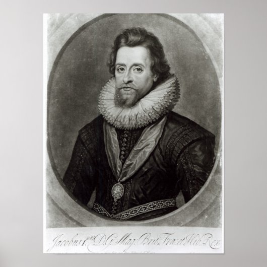 Poster Portrait de James I après une miniature de (Devant)