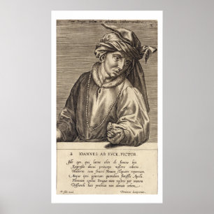 Poster Portrait de Jan van Eyck (c.1390-1441) plaque 2 po
