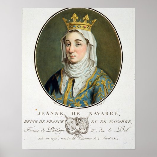 Poster Portrait de Jeanne de Navarre (1271-1304), 1788 (c (Devant)