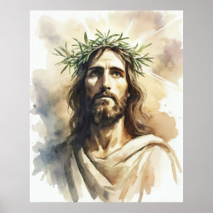 Poster Portrait de Jésus-Christ avec couronne de Branche 