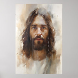 Poster Portrait de Jésus Jésus Sourire Art Chrétien Jésus