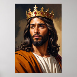 Poster Portrait de Jésus portant une couronne d'or