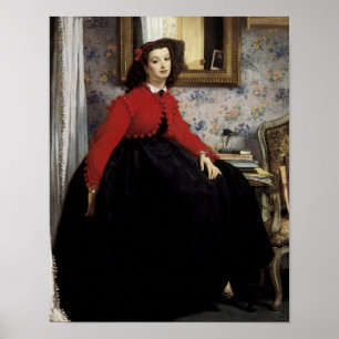 Poster Portrait de Jeune Femme en Veste Rouge