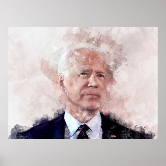 Poster Portrait de Joe Biden en aquarelle (Devant)