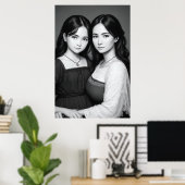 Poster Portrait de la mère et de la fille | Art AI (Bureau à domicile)