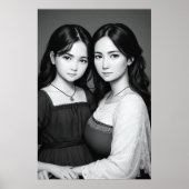 Poster Portrait de la mère et de la fille | Art AI (Devant)