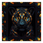 Poster Portrait de la Panthère noire en mosaïque (Devant)