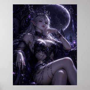 Poster Portrait de la Reine Elfique au Clair de Lune Fant