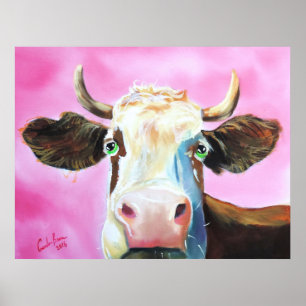 Poster Portrait de la vache mignonne