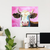 Poster Portrait de la vache mignonne (Bureau à domicile)