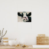 Poster Portrait de la vache noire et blanche (Cuisine)