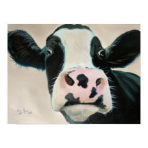Portrait de la vache noire et blanche