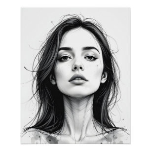 Poster Portrait de ligne serene