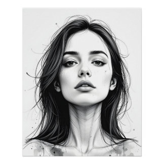 Poster Portrait de ligne serene