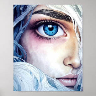 Poster Portrait de l'Imaginaire de fermeture de l'oeil bl