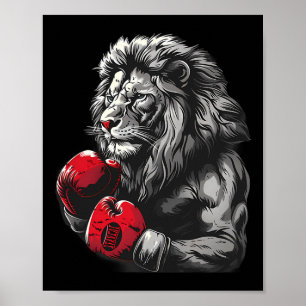 Poster Portrait de Lion Boxeur Motif Faune Amateur de Kic