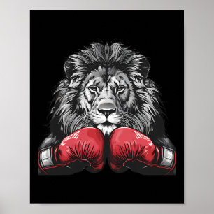 Poster Portrait de lion de boxe motif faune amateur de ki