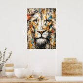 Poster Portrait de lion expressionniste abstrait moderne  (Cuisine)