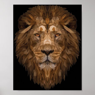 Poster Portrait de lion géométrique
