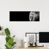Poster Portrait de Lion noir blanc - Photographie d'anima (Bureau à domicile)