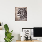 Poster Portrait de lionne peint à la main (Bureau à domicile)