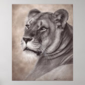 Poster Portrait de lionne peint à la main (Devant)