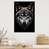 Poster Portrait de loup majestueux - Art animal hyperréel (Cuisine)