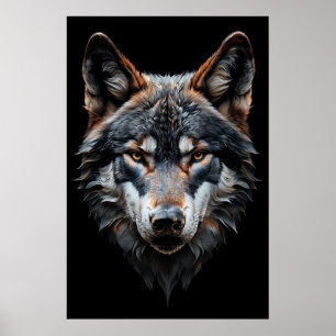 Poster Portrait de loup majestueux - Art animal hyperréel