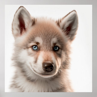 Poster Portrait de louveteau mignon | Carré 1:1