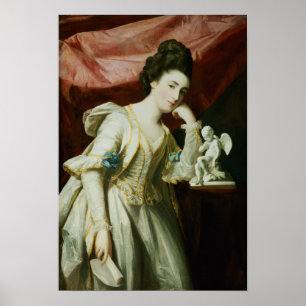 Poster Portrait de Madame avec une statuette de cupidon