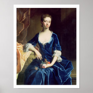 Poster Portrait de Madame dans une robe bleue de velours
