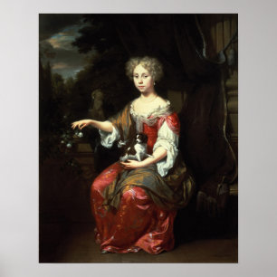 Poster Portrait de Madame tenant son animal familier