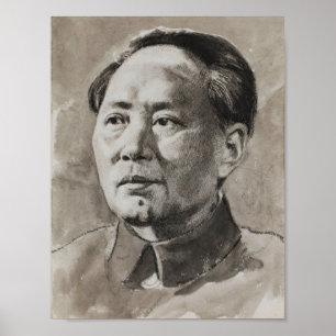 Poster Portrait de Mao Zedong par Xu Beihong