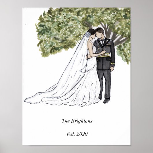 Poster Portrait de Mariage en couple militaire (Devant)