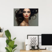 Poster Portrait de mode de l'art féminin (Bureau à domicile)
