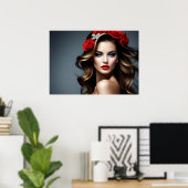 Poster Portrait de mode de l'art féminin (Bureau à domicile)