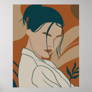 Poster portrait de mode trandy avec couleur boho