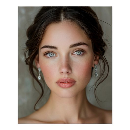Poster Portrait de modèle de mariée élégant (Devant)