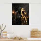 Poster Portrait de panthère au crâne doré (Cuisine)