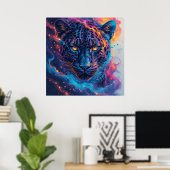 Poster Portrait de panthère avec des éléments abstraits e (Bureau à domicile)